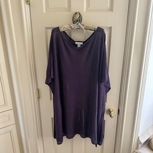 BRYN WALKER PURPLE BOAT NECK TUNIC  WITH DRAWSTRING-EUC/XL